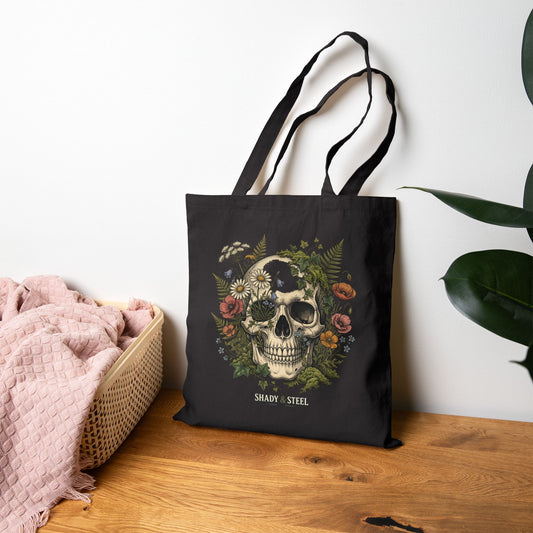 Feral Floral Skull Tote Bag