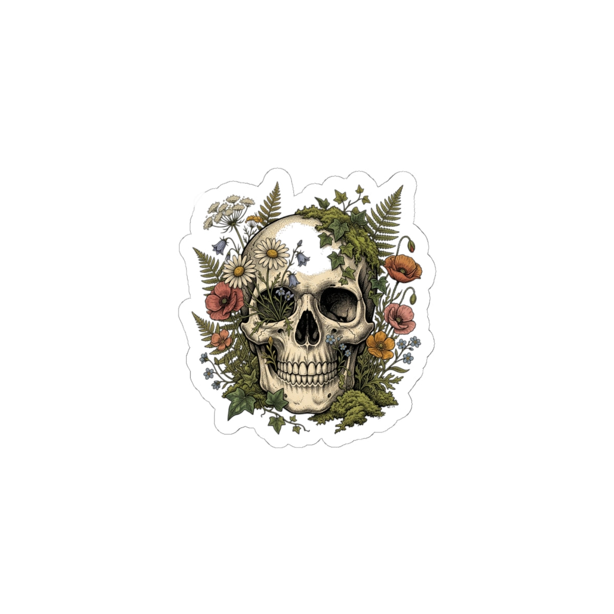 Feral Skull Floral Sticker | chaotic, unhinged independence