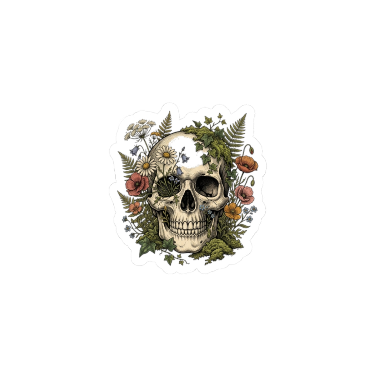 Feral Skull Floral Sticker | chaotic, unhinged independence
