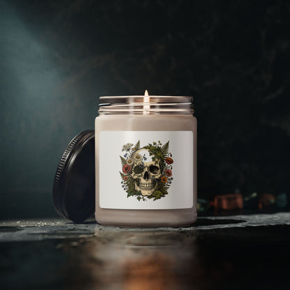 Feral-but-Free Skull Soy Candle — 9oz Grungy Botanical Scented Candle (50–60 hr)